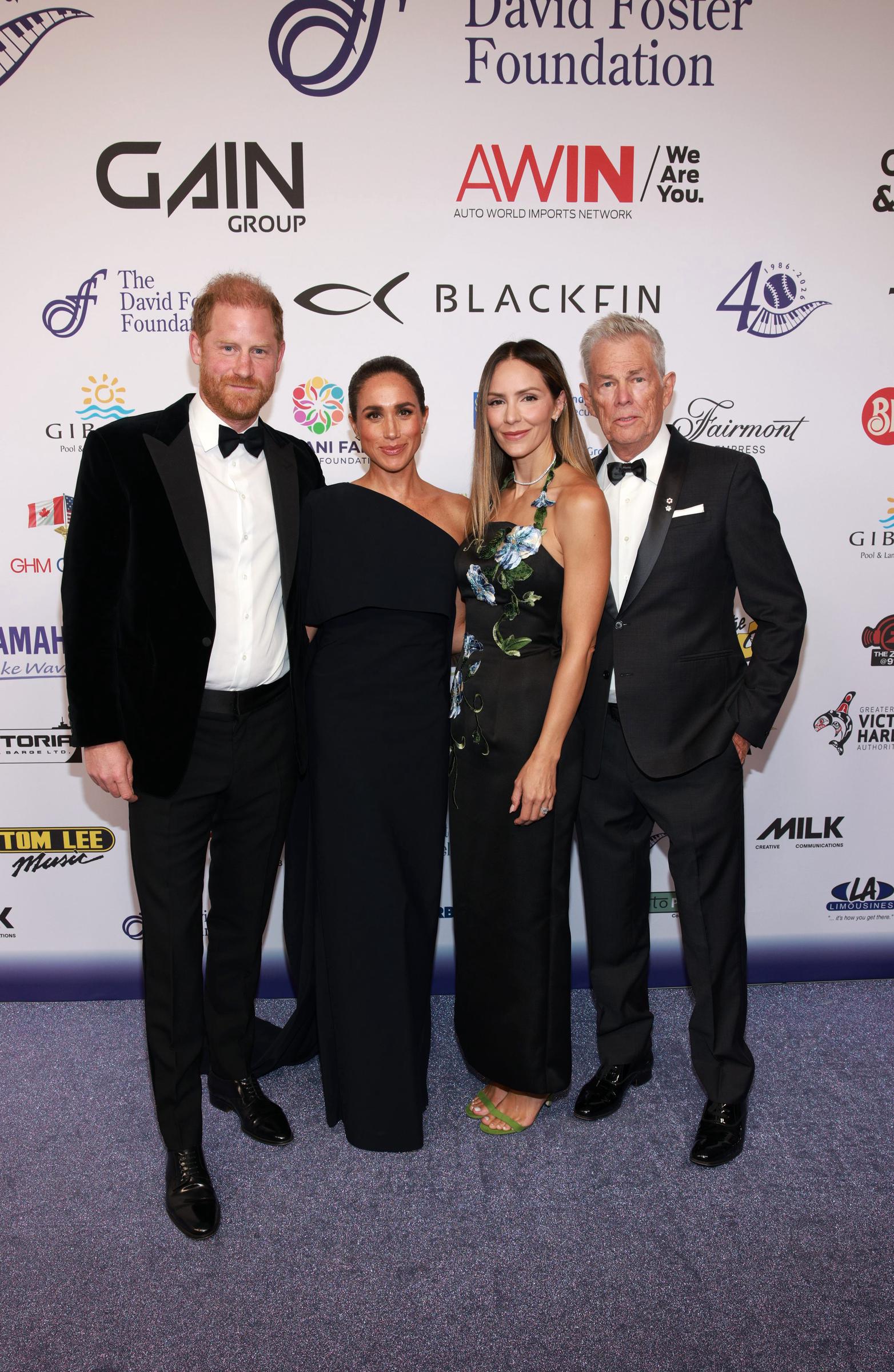 Prince Harry, Meghan Markle, Katharine McPhee, and David Foster gathered together as they attended the David Foster Foundation 40th Anniversary Celebration on August 7, 2026, in Victoria, British Columbia. | Source: Getty Images