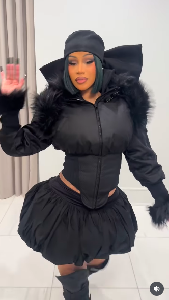 Cardi B in the Instagram video she recently shared after giving birth to her fourth baby. | Source: Instagram/iamcardib