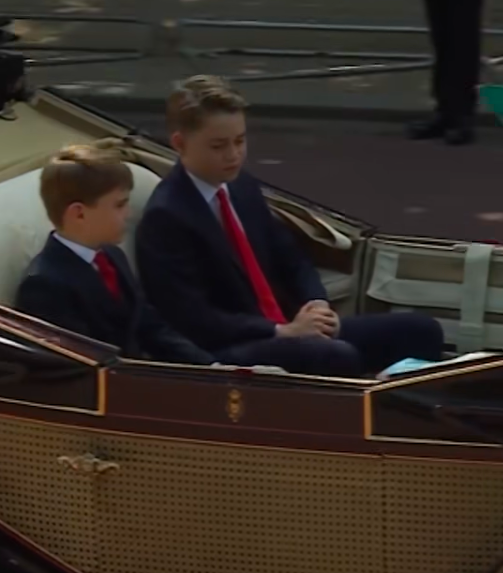Prince Louis and Prince George riding in their horse-drawn carriage during Trooping the Colour, posted on June 14, 2025. | Source: Facebook/The Sun