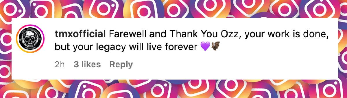 A netizen's comment for the late Ozzy Osbourne, dated July 23, 2025 | Source: Instagram/ozzyosbourne