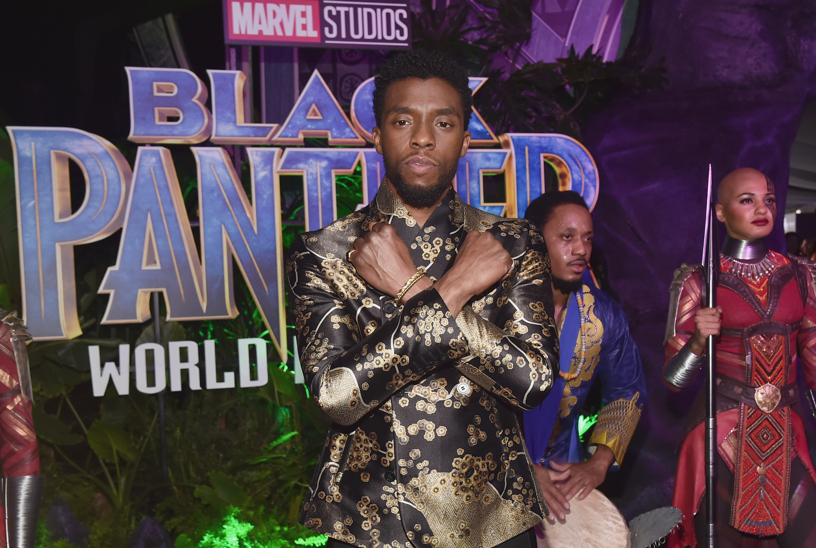 Chadwick Boseman at the Los Angeles world premiere of Marvel Studios' "Black Panther" at Dolby Theatre in Hollywood, California, on January 29, 2018. | Source: Getty Images