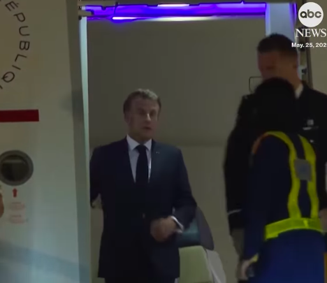 Emmanuel Macron after his face was pushed. | Source: Instagram/abcnews