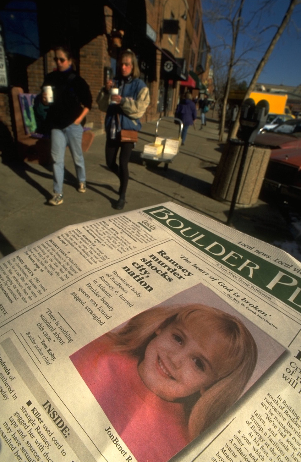 JonBenét Ramsey's murder case featured in a newspaper in 1996. | Source: Getty Images
