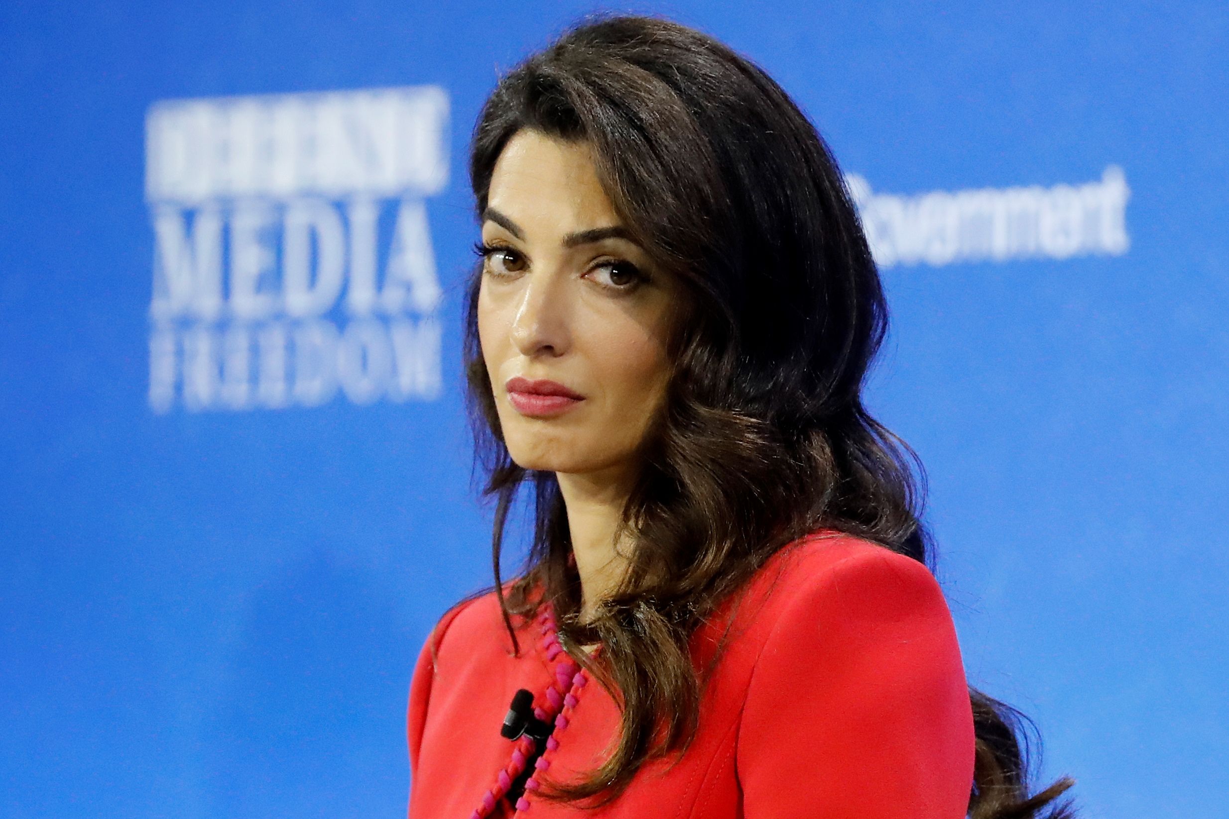 Amal Clooney at the Global Conference for Media Freedom on July 10, 2019 in London, England | Source: Getty Images