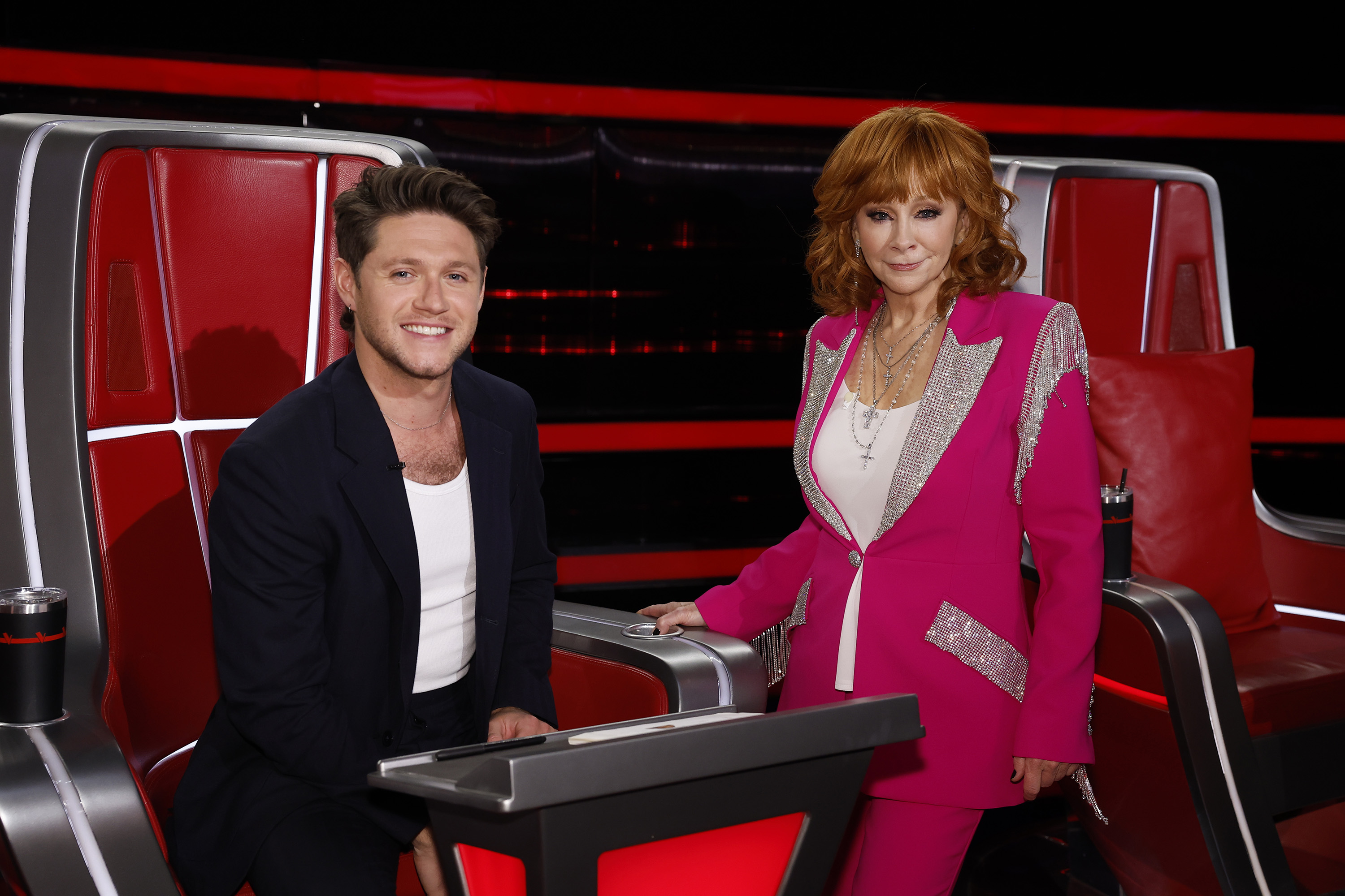 Niall Horan and Reba McEntire are seen on "The Voice," dated December 4, 2023 | Source: Getty Images