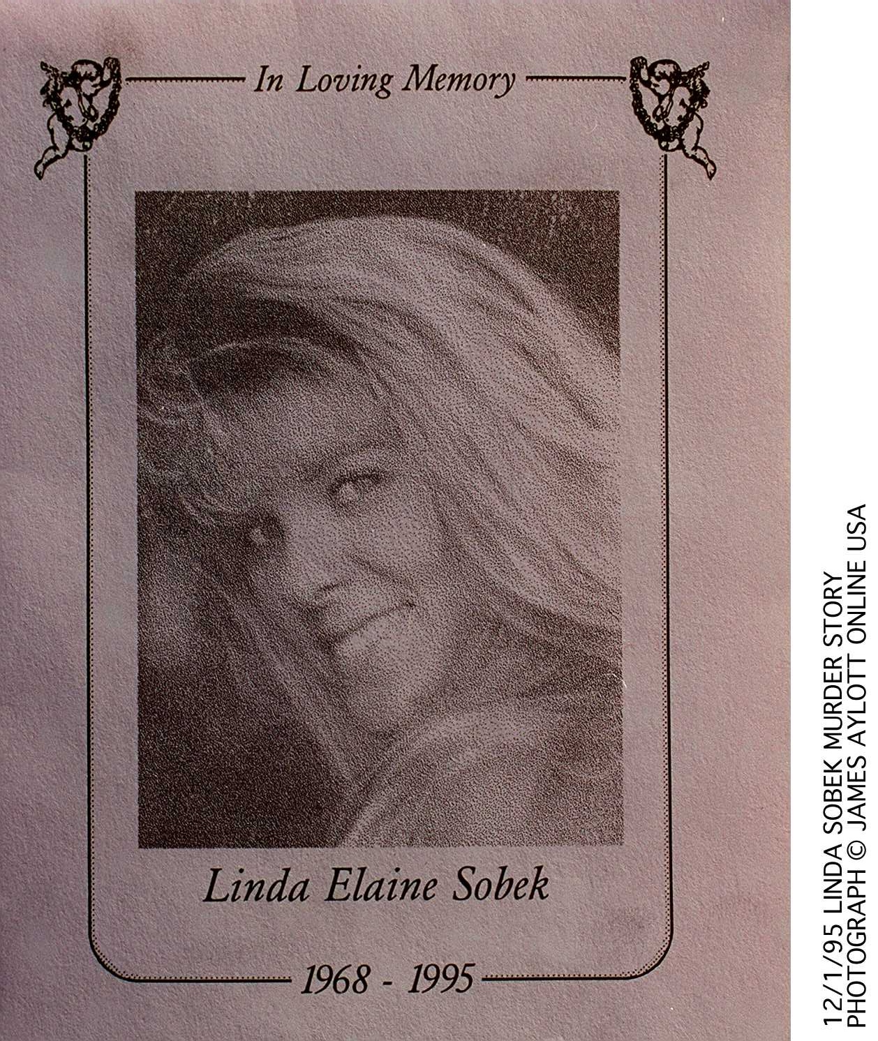 Linda Sobek's memorial poster shared on December 1, 1995. | Source: Getty Images