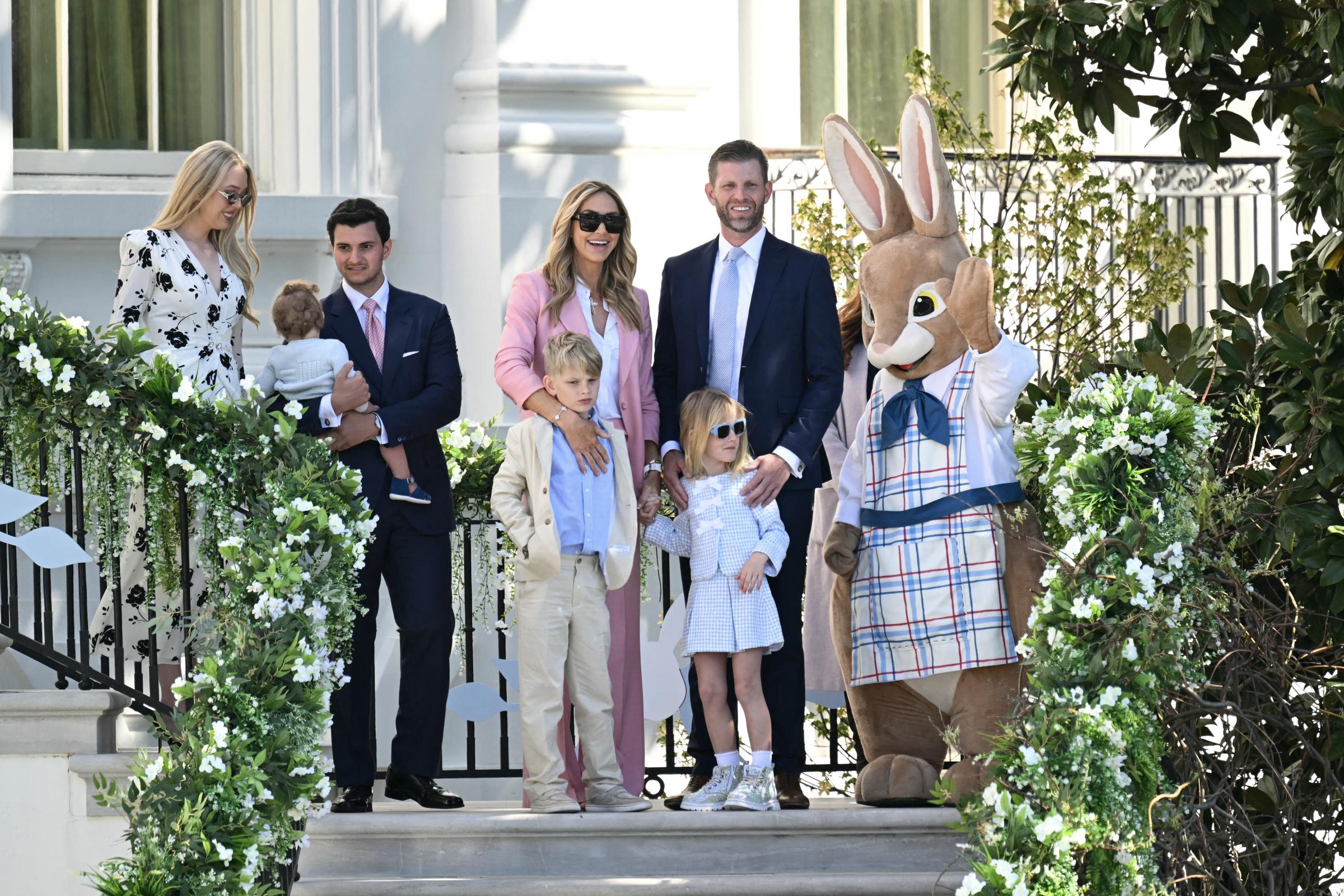 Tiffany Trump, Michael Boulos, Lara Trump and Eric Trump plus their children attend the annual Easter Egg Roll on the South Lawn of the White House on April 6, 2026, in Washington, DC | Source: Getty Images