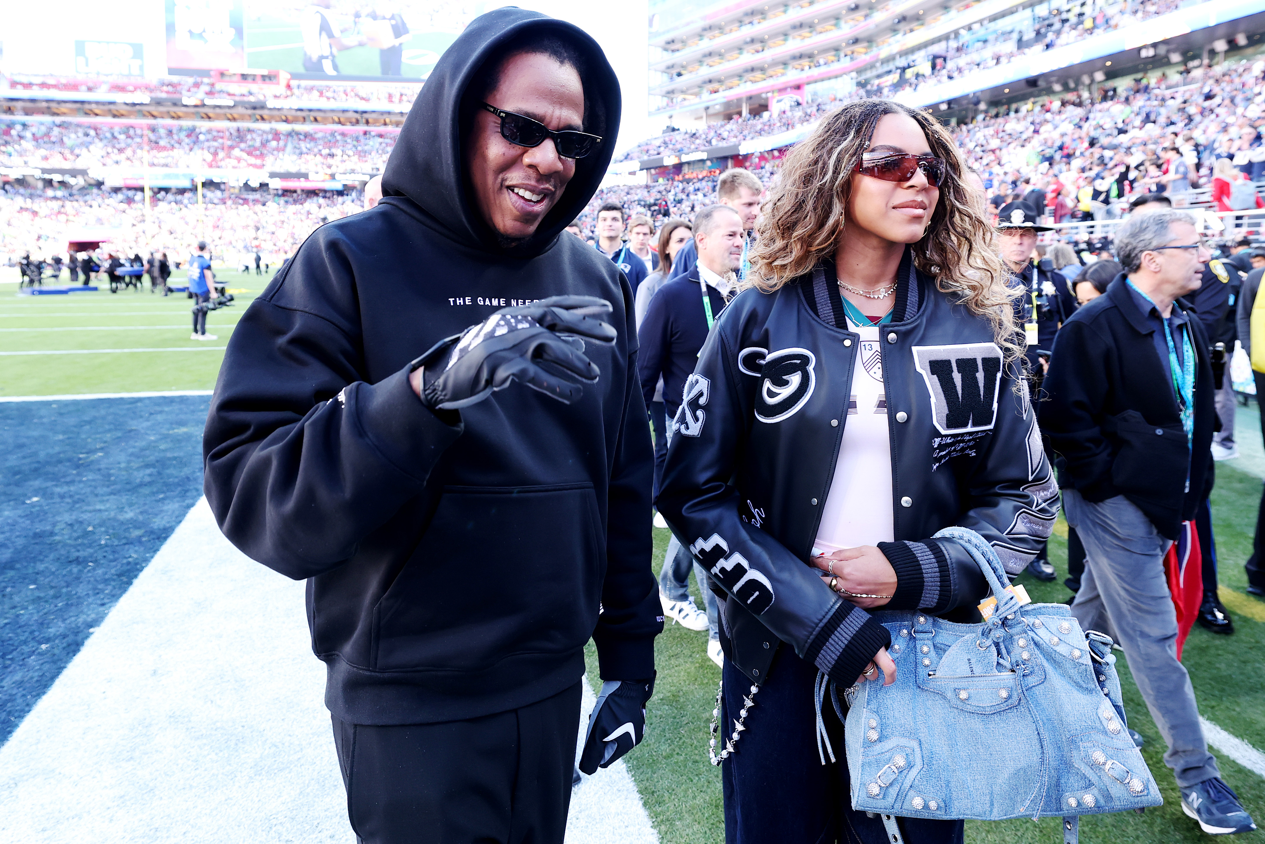 Blue Ivy previously joined Jay-Z at Yankee Stadium on July 10, 2026, playing piano during his performance of "Feelin' It." Her latest appearance at SoFi Stadium continued their growing history of memorable father-daughter collaborations. | Source: Getty Images