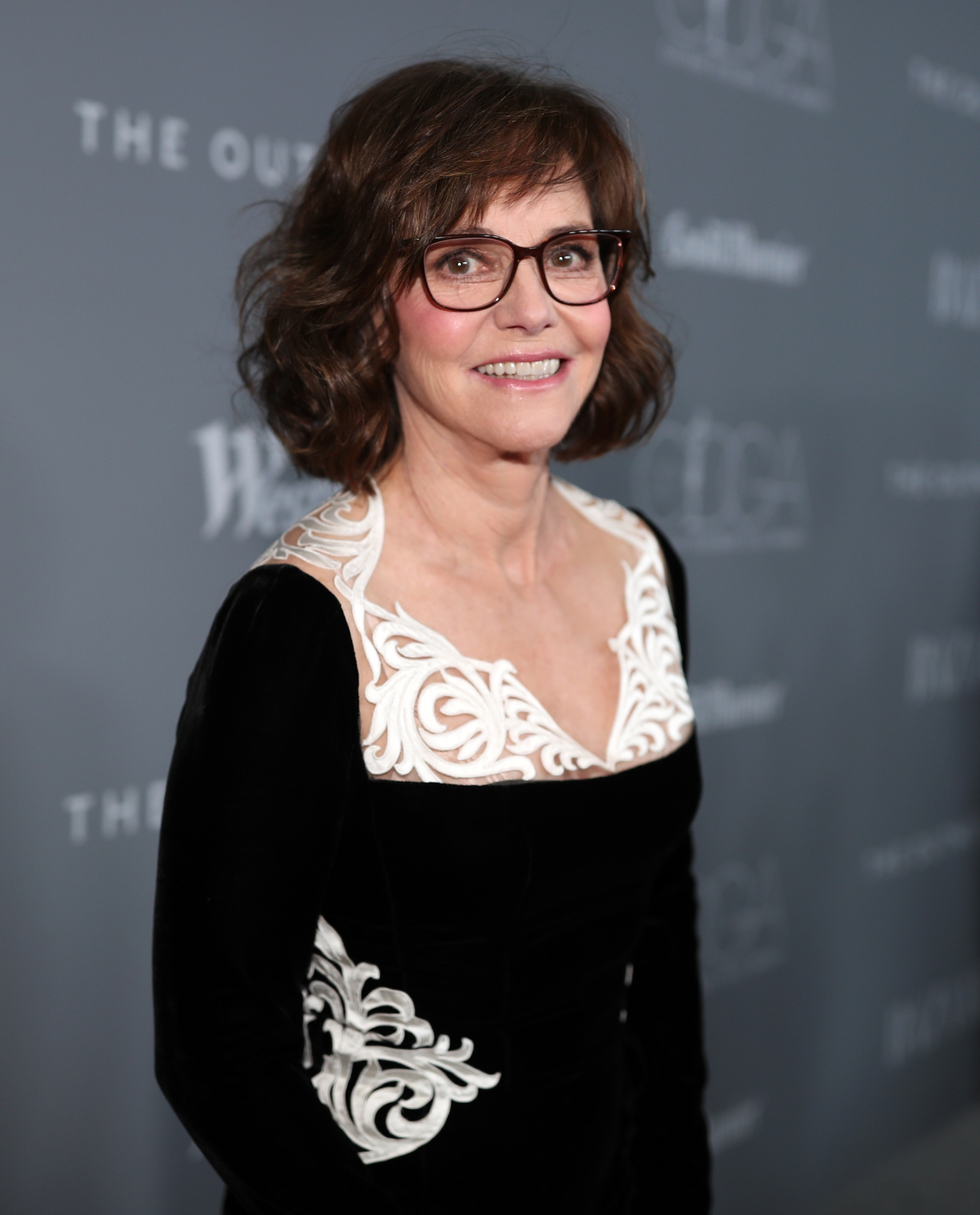 Sally Field, now wearing spectacles that add to her charm, attends the Costume Designers Guild Awards at The Beverly Hilton Hotel in Beverly Hills, California.