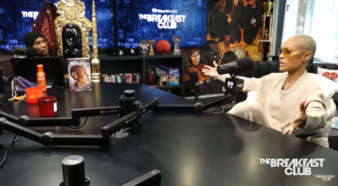 In a wide-ranging conversation with co-host Charlamagne Tha God, Jada Pinkett Smith discusses legal plans on "The Breakfast Club" radio show | Source: YouTube/BreakfastClubPower1051FM