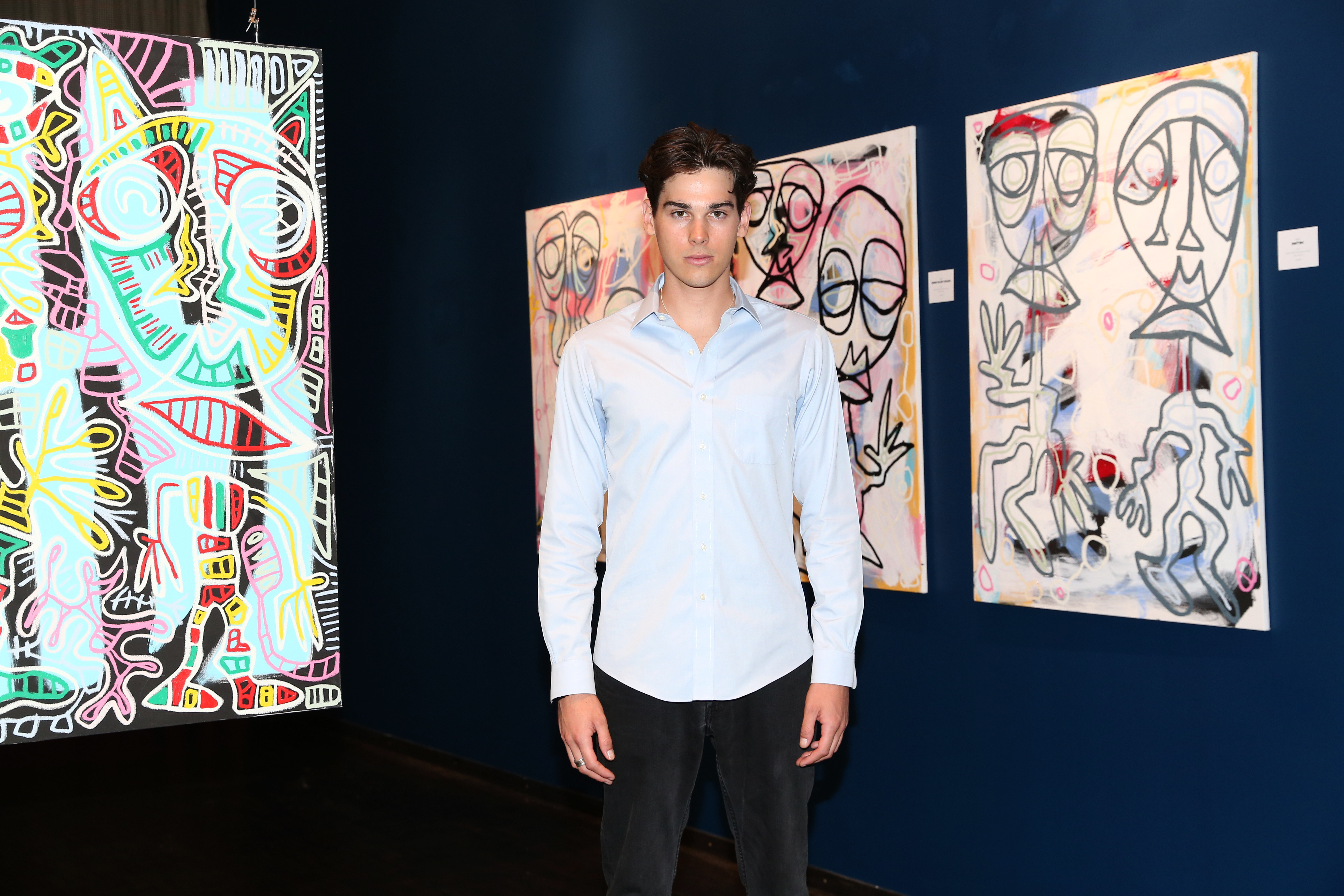 Paris posed with his artwork during his exhibition opening in Munich, marking a milestone in his career as a visual artist. Alongside acting, painting has become one of his defining creative pursuits, helping him establish an identity beyond his family's Hollywood legacy.