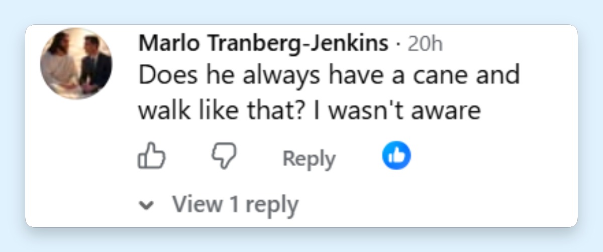 A Facebook commenter expressed surprise after noticing a detail about Jim Curtis while watching footage of him with Jennifer Aniston. | Source: Facebook/kerinyc