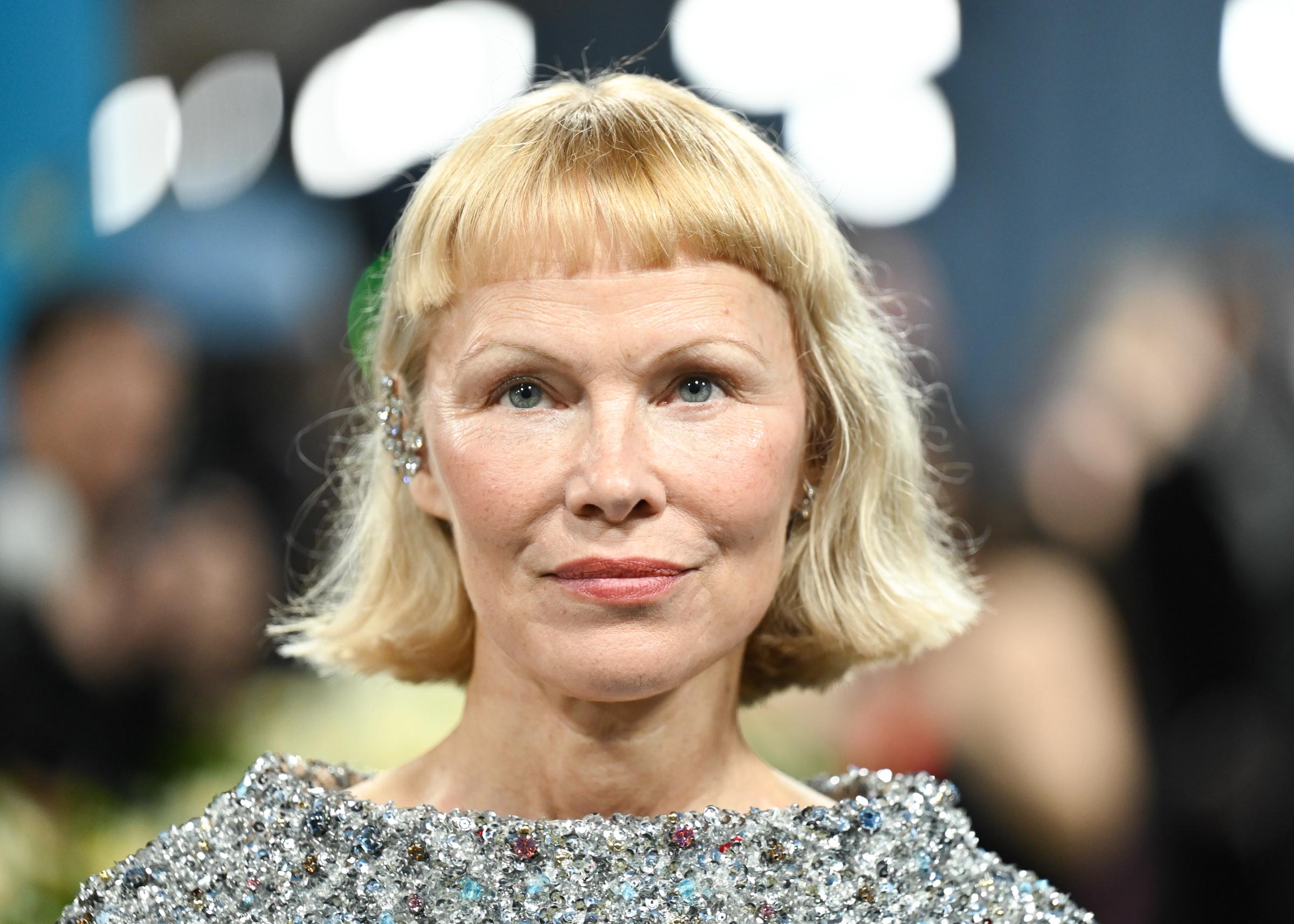 Pamela Anderson attends the Met Gala Celebrating "Superfine: Tailoring Black Style" at Metropolitan Museum of Art on May 5, 2025, in New York City | Source: Getty Images