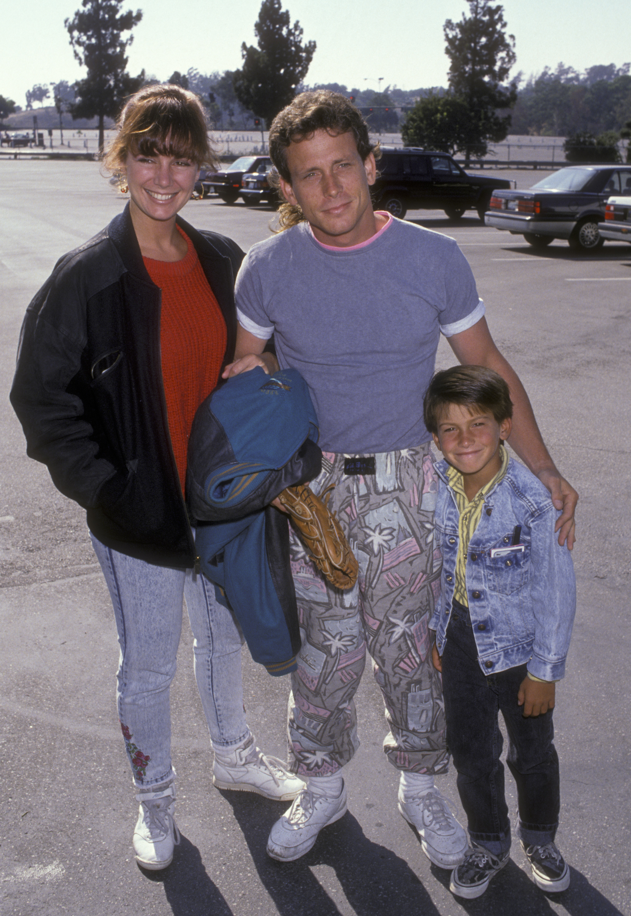 Willie Aames and family attend Hollywood All-Star Game on August 26, 1989, in Hollywood, California.