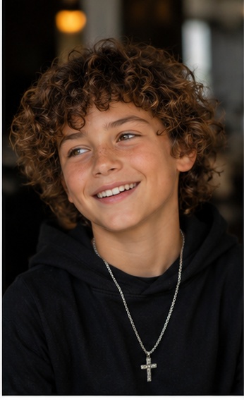He has been imagined as a curly, brown-haired boy with a happy smile. | Source: ChatGPT