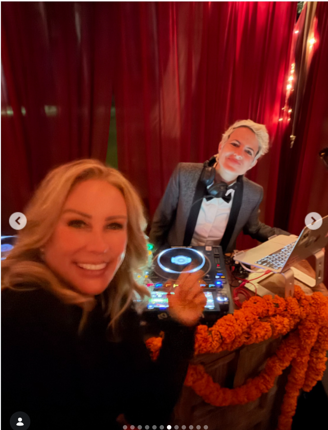 The celebration continued into the evening, with Heather posing beside the DJ as music played inside the reception tent. The lively setting shows the more playful side of the wedding festivities. | Source: Instagram/heather_parry